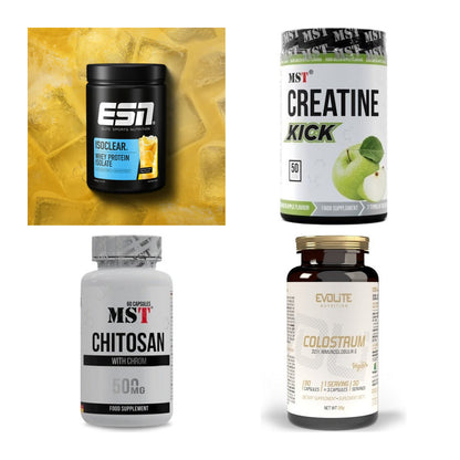 Wettkampfvorbereitung: ESN ISOCLEAR + MST Creatine + 2 weitere – alle enthaltenen Artikel