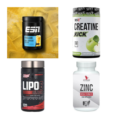 Wettkampfvorbereitung: ESN ISOCLEAR + MST Creatine + 2 weitere – alle enthaltenen Artikel