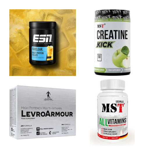 Wettkampfvorbereitung: ESN ISOCLEAR + MST Creatine + 2 weitere – alle enthaltenen Artikel