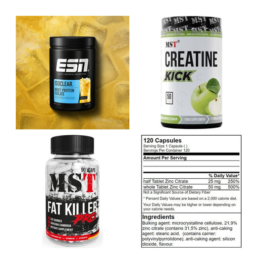 Wettkampfvorbereitung: ESN ISOCLEAR + MST Creatine + 2 weitere – alle enthaltenen Artikel