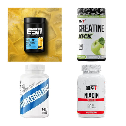 Wettkampfvorbereitung: ESN ISOCLEAR + MST Creatine + 2 weitere – alle enthaltenen Artikel