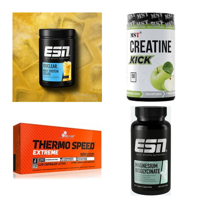 Wettkampfvorbereitung: ESN ISOCLEAR + MST Creatine + 2 weitere – alle enthaltenen Artikel