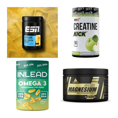 Wettkampfvorbereitung: ESN ISOCLEAR + MST Creatine + 2 weitere – alle enthaltenen Artikel