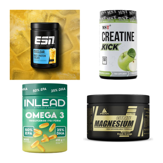 Wettkampfvorbereitung: ESN ISOCLEAR + MST Creatine + 2 weitere – alle enthaltenen Artikel
