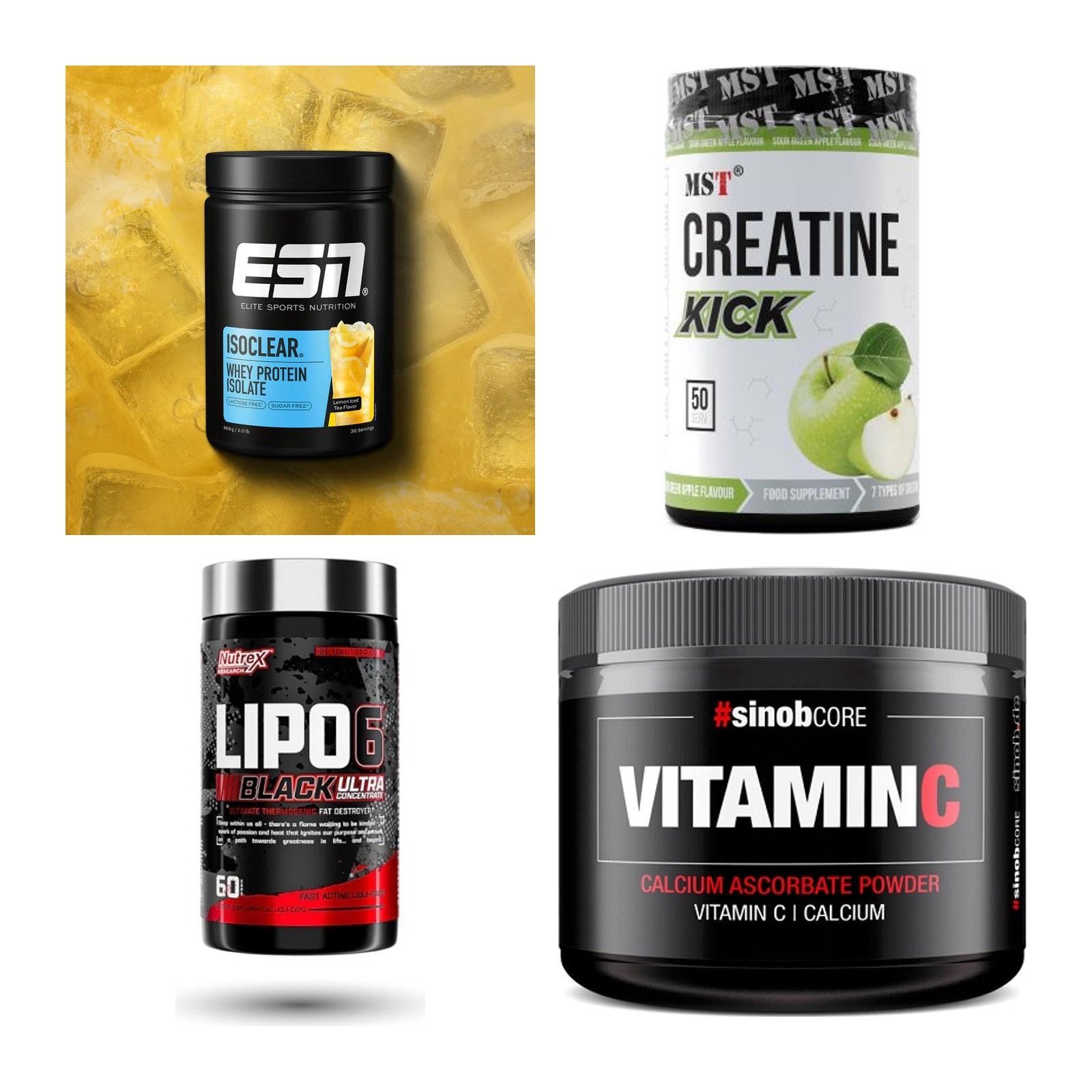 Wettkampfvorbereitung: ESN ISOCLEAR + MST Creatine + 2 weitere – alle enthaltenen Artikel