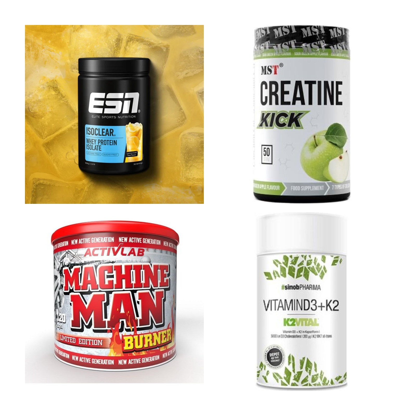 Wettkampfvorbereitung: ESN ISOCLEAR + MST Creatine + 2 weitere – alle enthaltenen Artikel