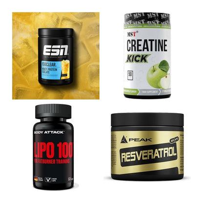 Wettkampfvorbereitung: ESN ISOCLEAR + MST Creatine + 2 weitere – alle enthaltenen Artikel