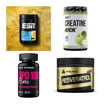 Wettkampfvorbereitung: ESN ISOCLEAR + MST Creatine + 2 weitere – alle enthaltenen Artikel