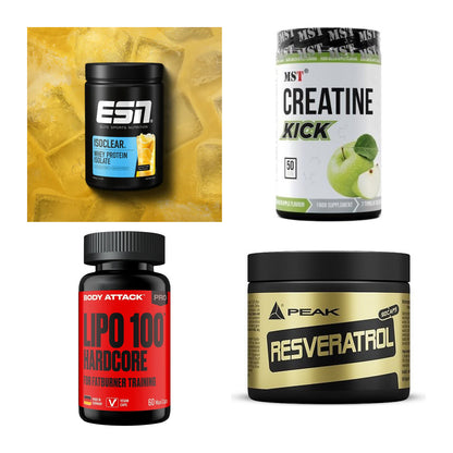 Wettkampfvorbereitung: ESN ISOCLEAR + MST Creatine + 2 weitere – alle enthaltenen Artikel