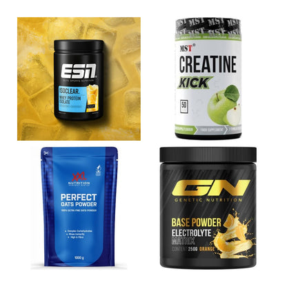 Wettkampfvorbereitung: ESN ISOCLEAR + MST Creatine + 2 weitere – alle enthaltenen Artikel