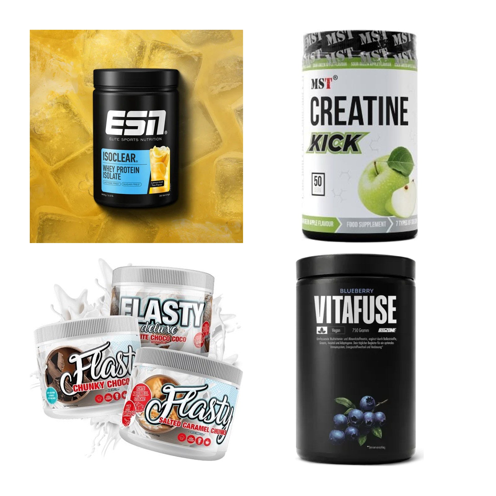 Wettkampfvorbereitung: ESN ISOCLEAR + MST Creatine + 2 weitere – alle enthaltenen Artikel