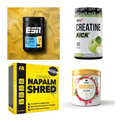 Wettkampfvorbereitung: ESN ISOCLEAR + MST Creatine + 2 weitere – alle enthaltenen Artikel