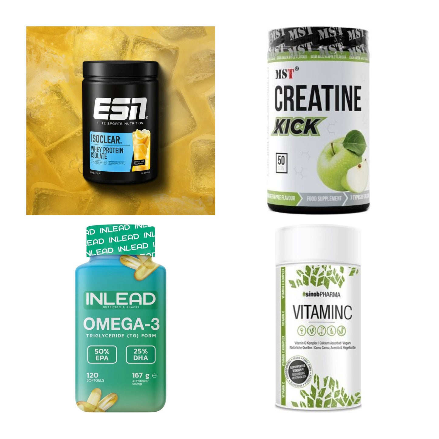 Wettkampfvorbereitung: ESN ISOCLEAR + MST Creatine + 2 weitere – alle enthaltenen Artikel