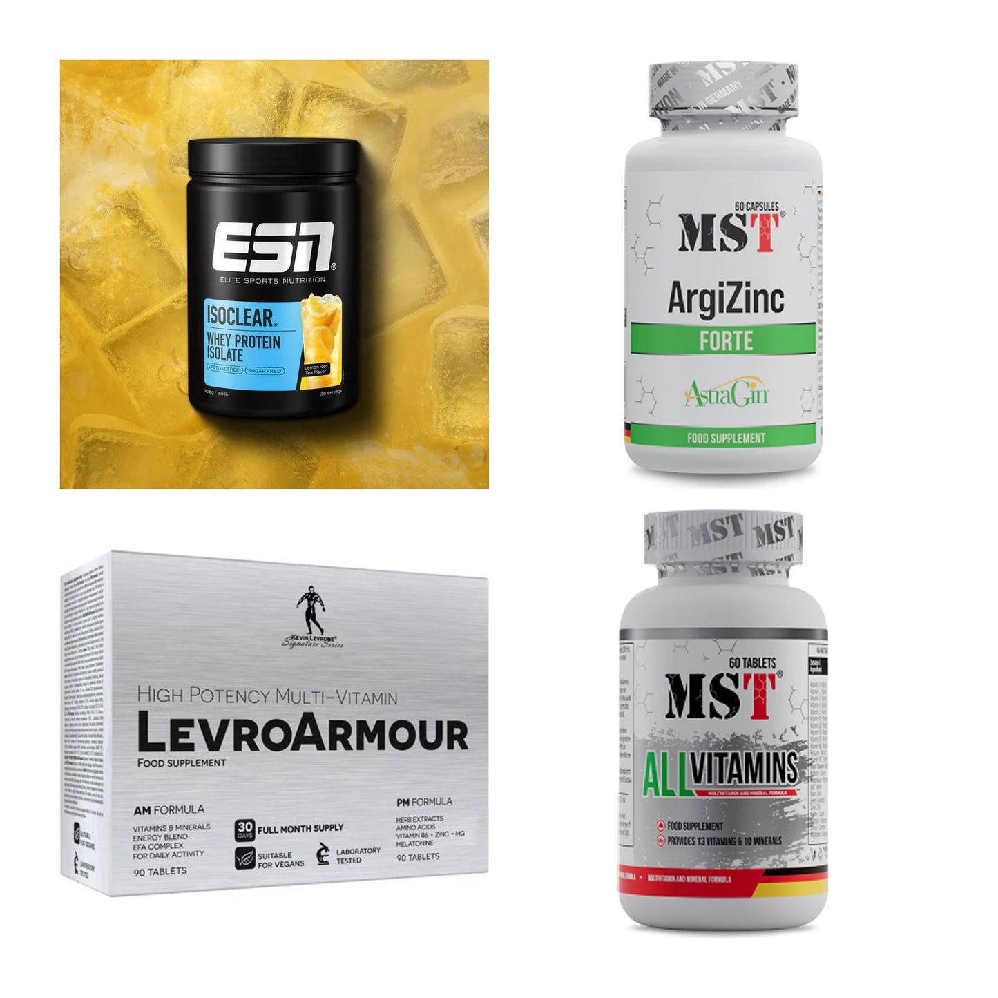 Wettkampfvorbereitung: ESN ISOCLEAR + MST ArgiZinc + 2 weitere – alle enthaltenen Artikel