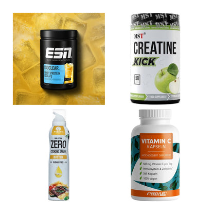 Wettkampfvorbereitung: ESN ISOCLEAR + MST Creatine + 2 weitere – alle enthaltenen Artikel
