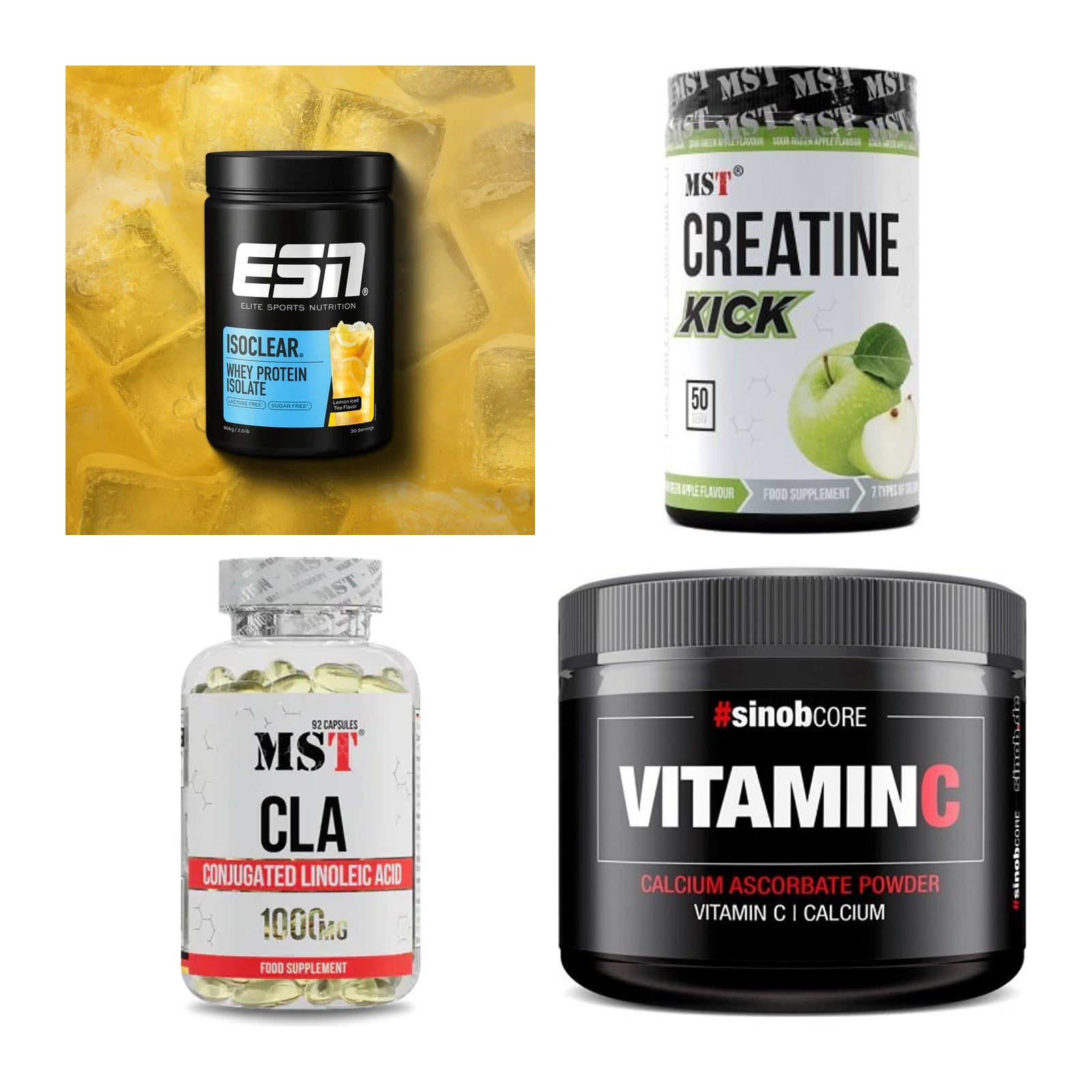 Wettkampfvorbereitung: ESN ISOCLEAR + MST Creatine + 2 weitere – alle enthaltenen Artikel