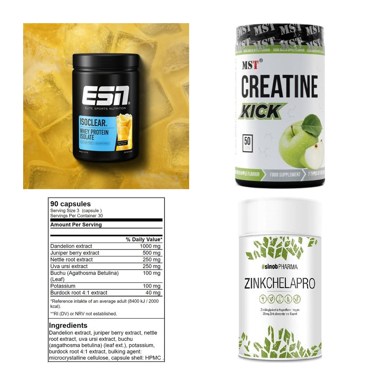 Wettkampfvorbereitung: ESN ISOCLEAR + MST Creatine + 2 weitere – alle enthaltenen Artikel