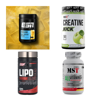 Wettkampfvorbereitung: ESN ISOCLEAR + MST Creatine + 2 weitere – alle enthaltenen Artikel