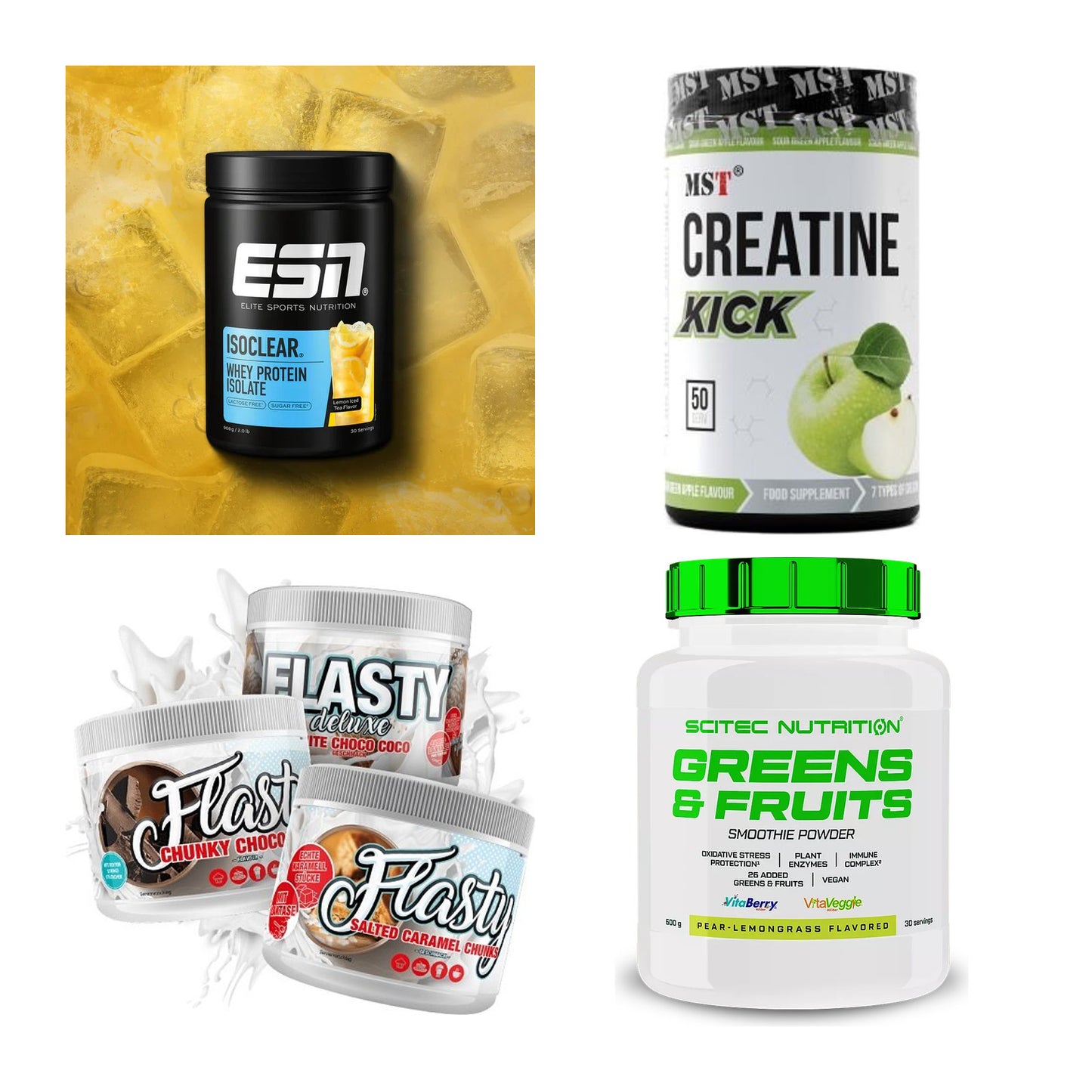 Wettkampfvorbereitung: ESN ISOCLEAR + MST Creatine + 2 weitere – alle enthaltenen Artikel