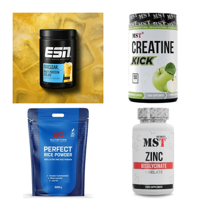 Wettkampfvorbereitung: ESN ISOCLEAR + MST Creatine + 2 weitere – alle enthaltenen Artikel