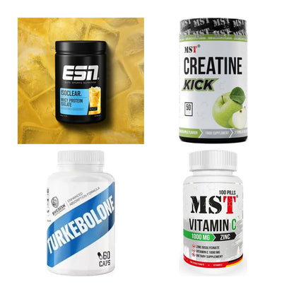 Wettkampfvorbereitung: ESN ISOCLEAR + MST Creatine + 2 weitere – alle enthaltenen Artikel