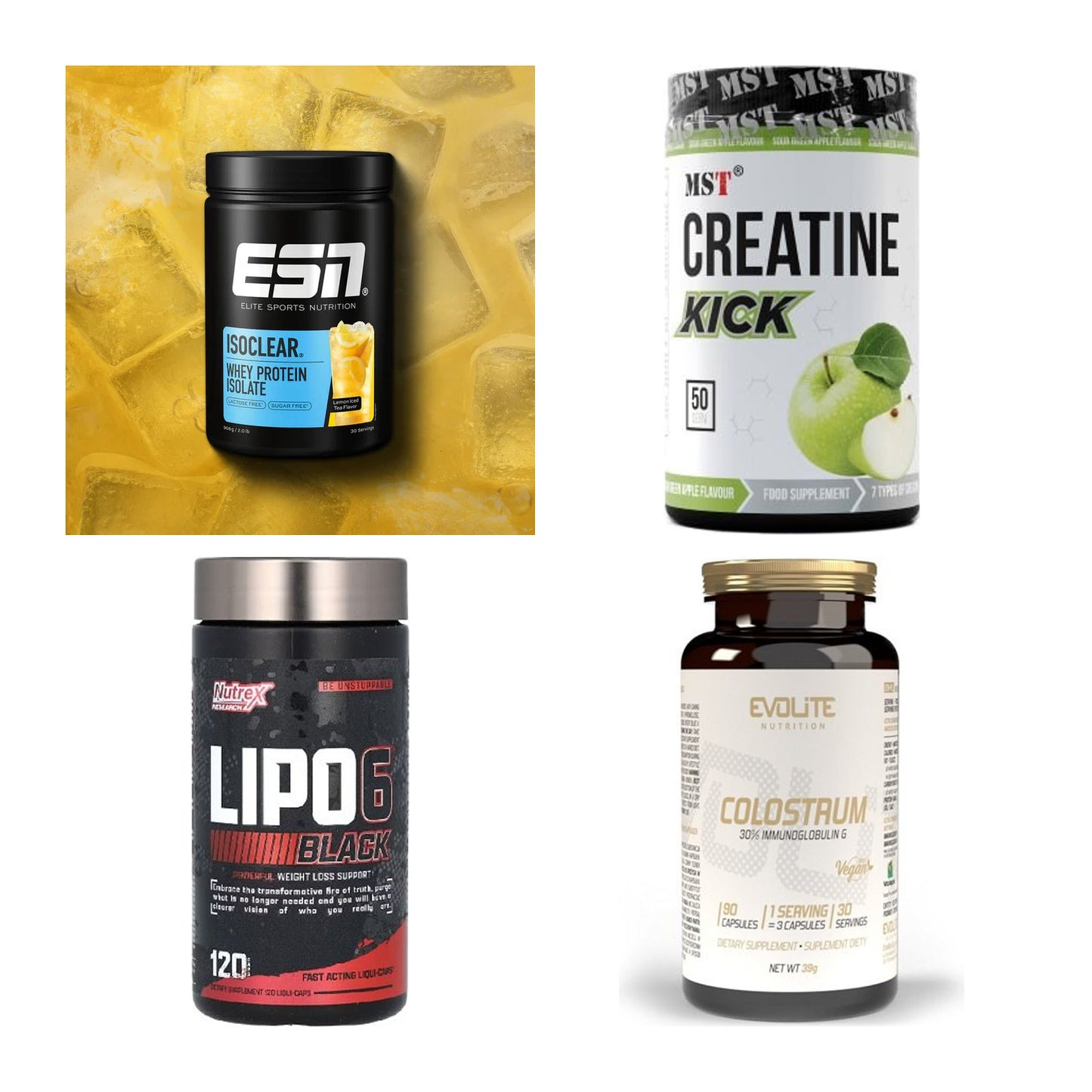 Wettkampfvorbereitung: ESN ISOCLEAR + MST Creatine + 2 weitere – alle enthaltenen Artikel