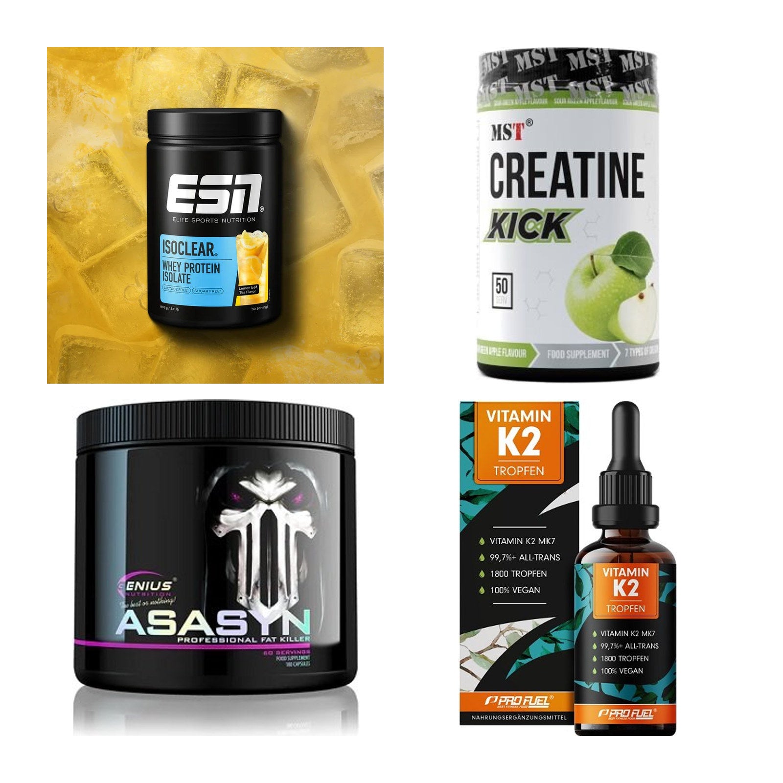 Wettkampfvorbereitung: ESN ISOCLEAR + MST Creatine + 2 weitere – alle enthaltenen Artikel