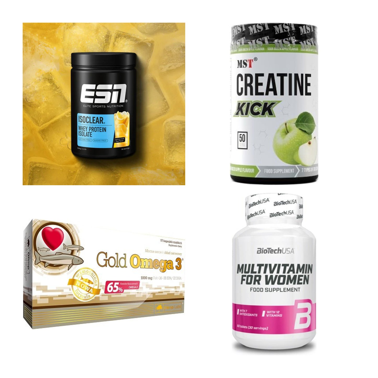Wettkampfvorbereitung: ESN ISOCLEAR + MST Creatine + 2 weitere – alle enthaltenen Artikel