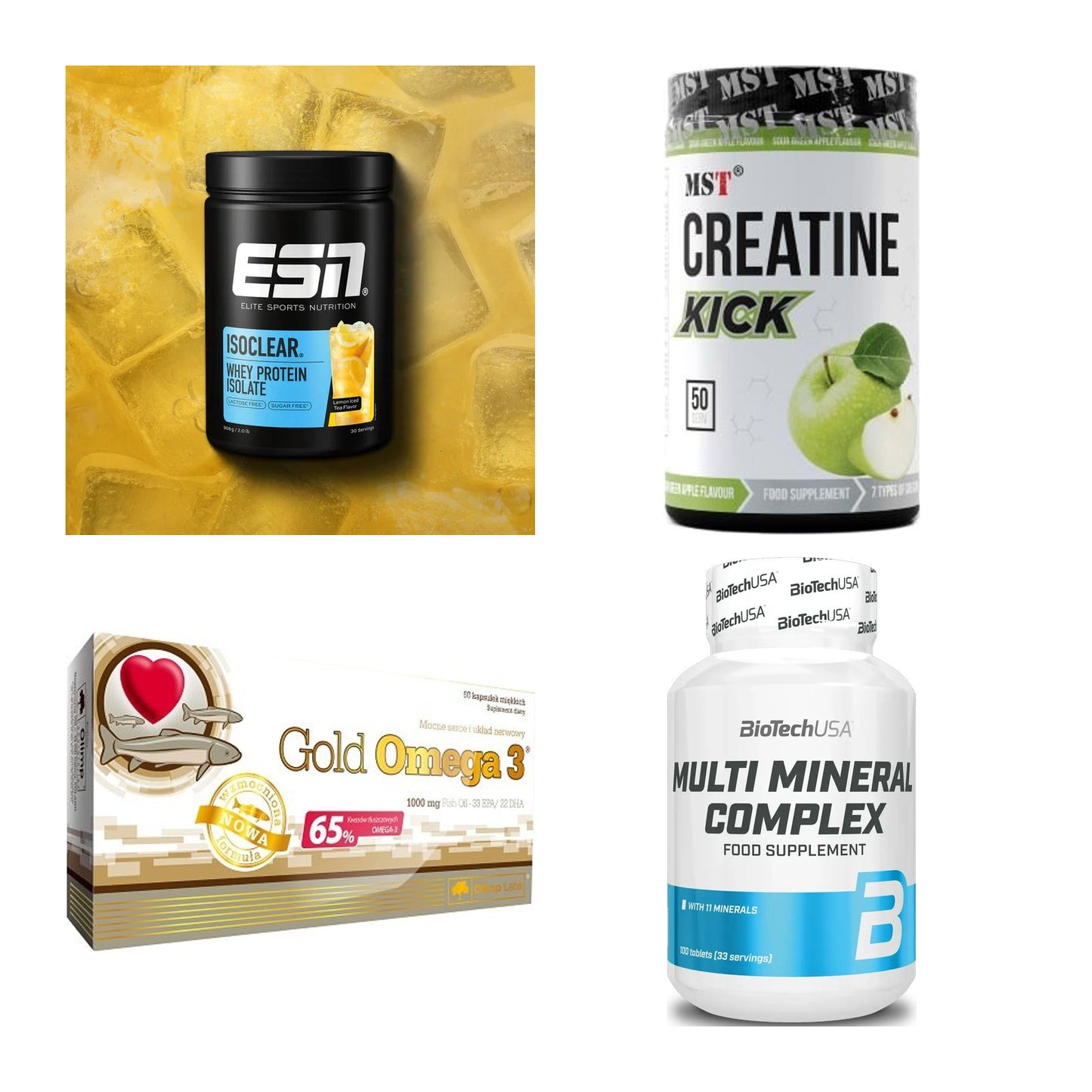 Wettkampfvorbereitung: ESN ISOCLEAR + MST Creatine + 2 weitere – alle enthaltenen Artikel