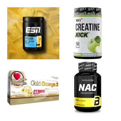 Wettkampfvorbereitung: ESN ISOCLEAR + MST Creatine + 2 weitere – alle enthaltenen Artikel