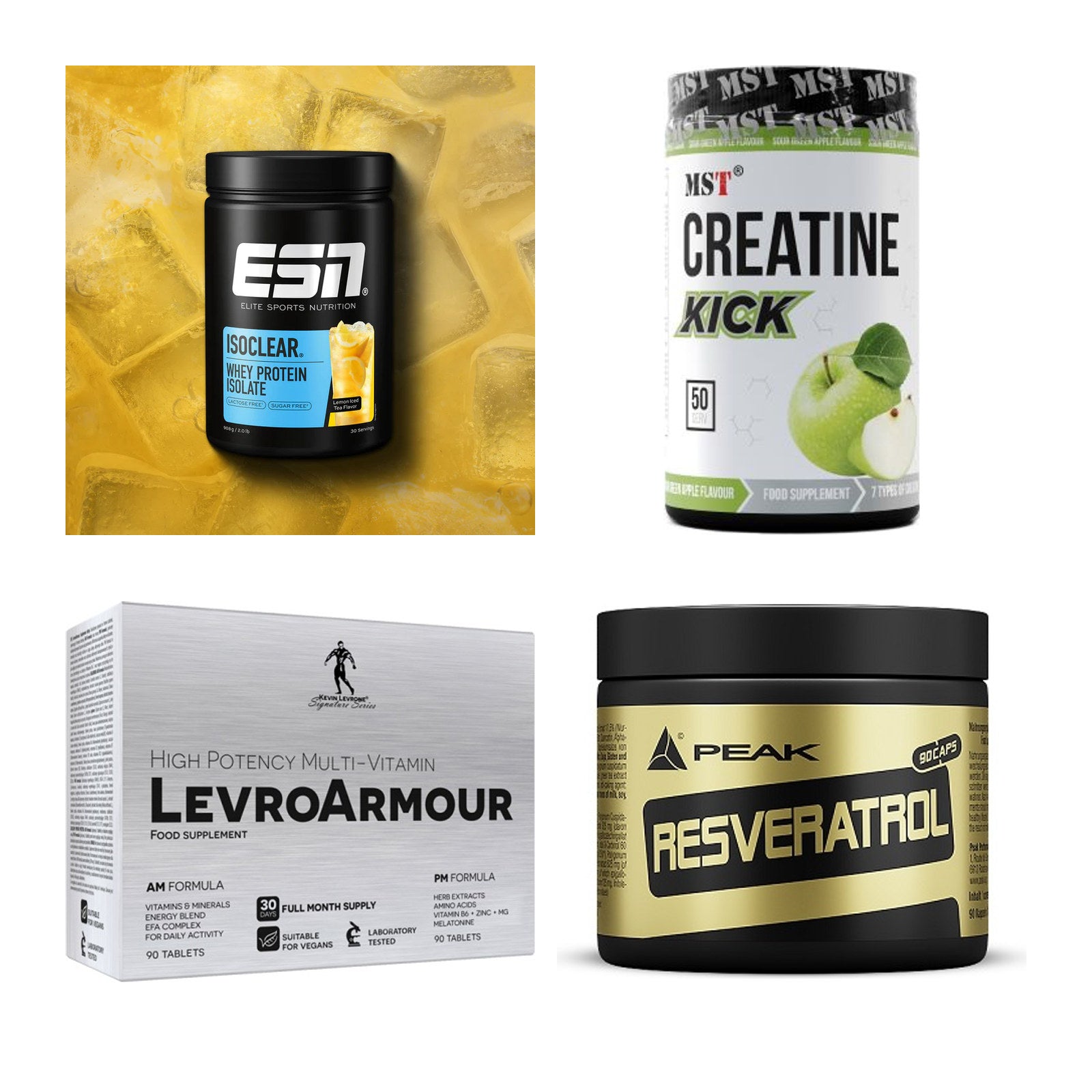 Wettkampfvorbereitung: ESN ISOCLEAR + MST Creatine + 2 weitere – alle enthaltenen Artikel