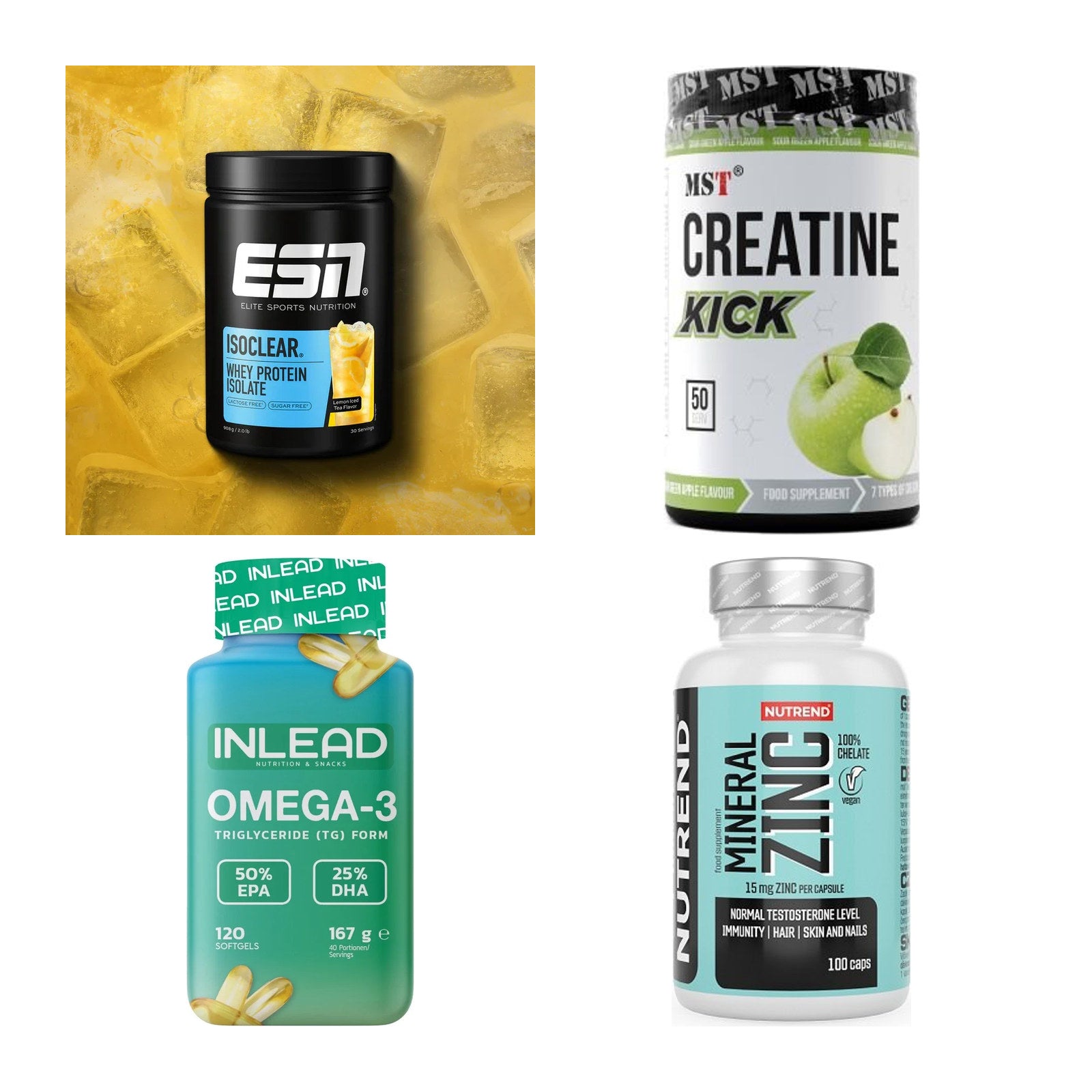 Wettkampfvorbereitung: ESN ISOCLEAR + MST Creatine + 2 weitere – alle enthaltenen Artikel