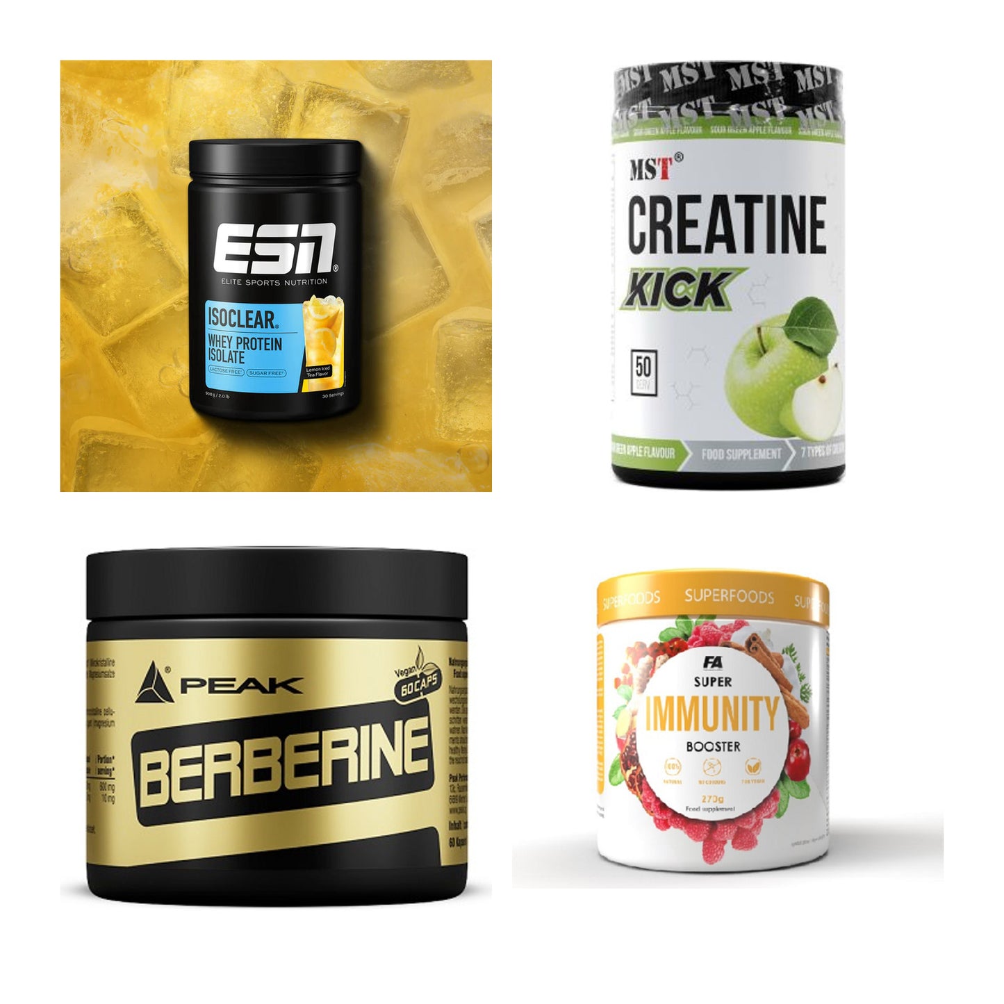 Wettkampfvorbereitung: ESN ISOCLEAR + MST Creatine + 2 weitere – alle enthaltenen Artikel