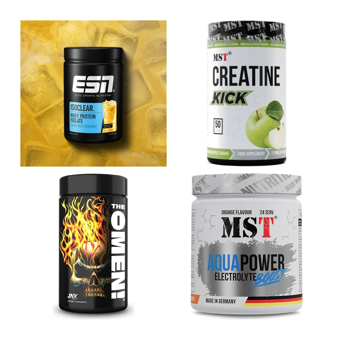 Wettkampfvorbereitung: ESN ISOCLEAR + MST Creatine + 2 weitere – alle enthaltenen Artikel