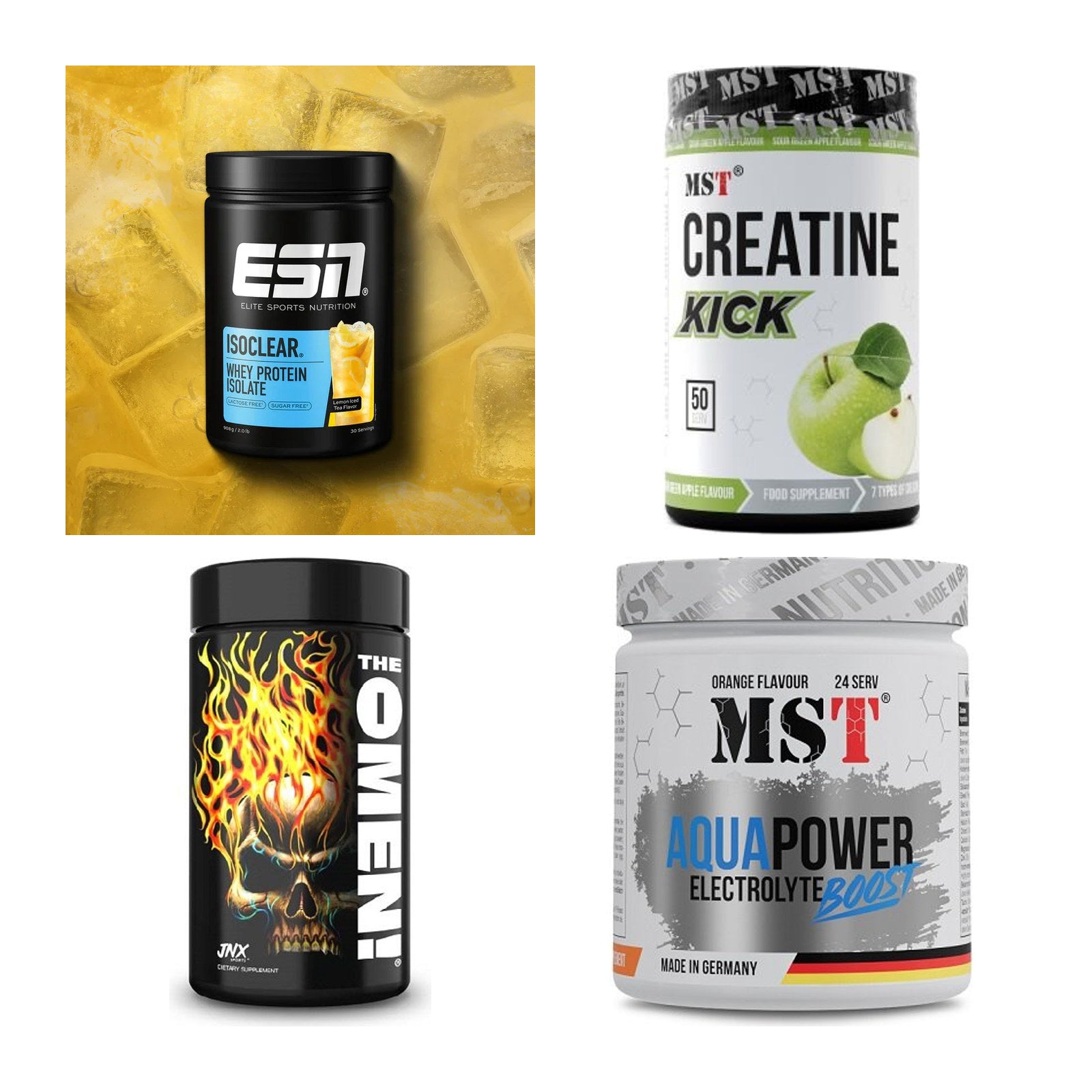 Wettkampfvorbereitung: ESN ISOCLEAR + MST Creatine + 2 weitere – alle enthaltenen Artikel