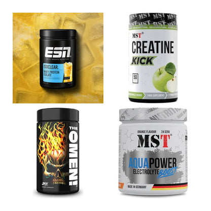 Wettkampfvorbereitung: ESN ISOCLEAR + MST Creatine + 2 weitere – alle enthaltenen Artikel