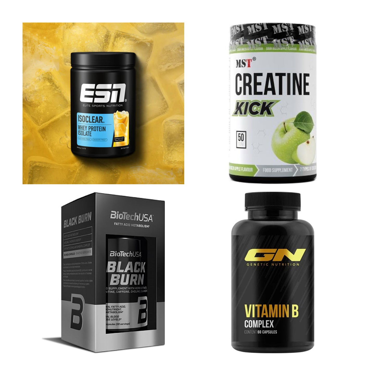 Wettkampfvorbereitung: ESN ISOCLEAR + MST Creatine + 2 weitere – alle enthaltenen Artikel