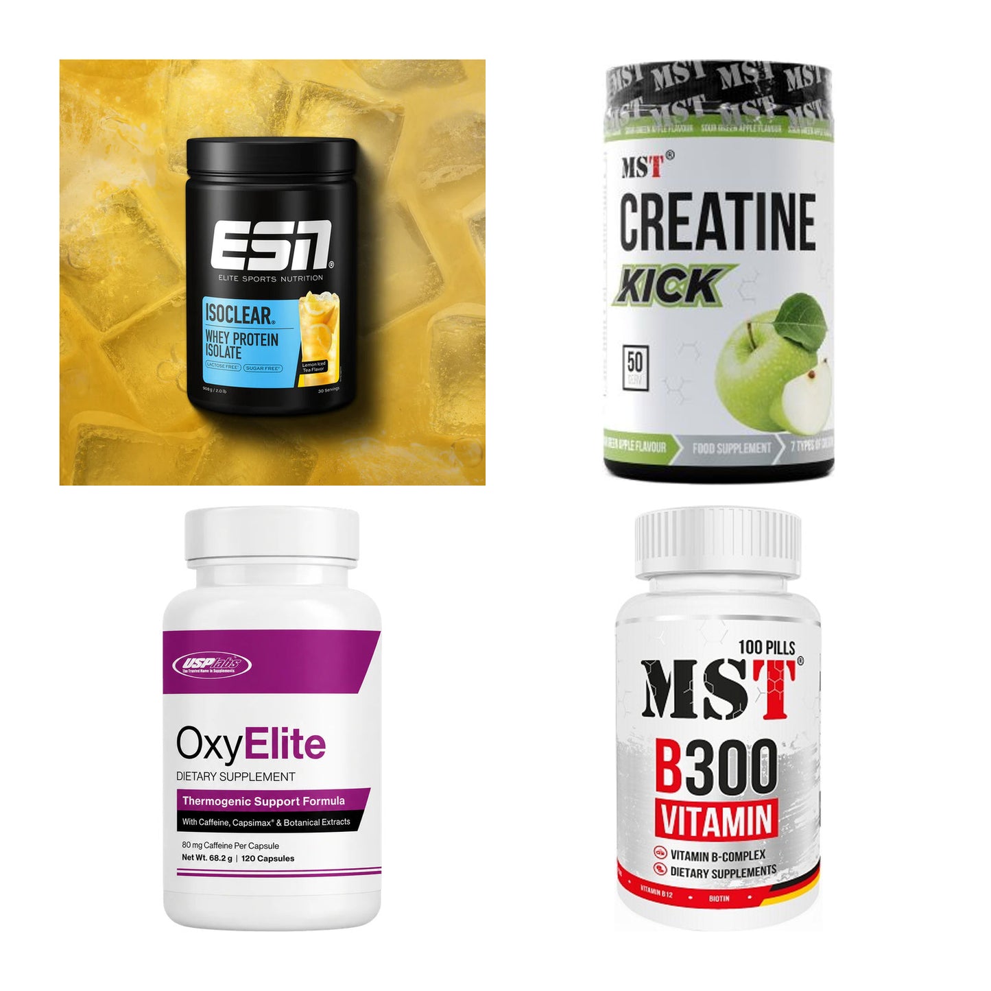 Wettkampfvorbereitung: ESN ISOCLEAR + MST Creatine + 2 weitere – alle enthaltenen Artikel