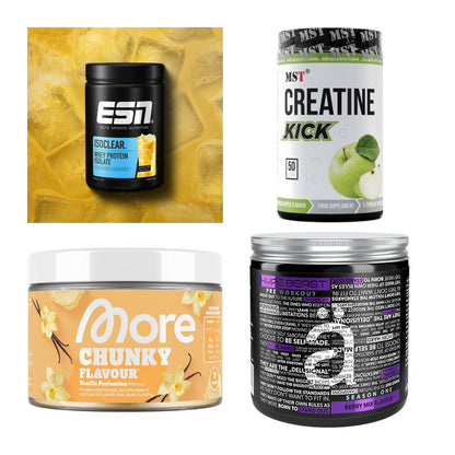 Wettkampfvorbereitung: ESN ISOCLEAR + MST Creatine + 2 weitere – alle enthaltenen Artikel