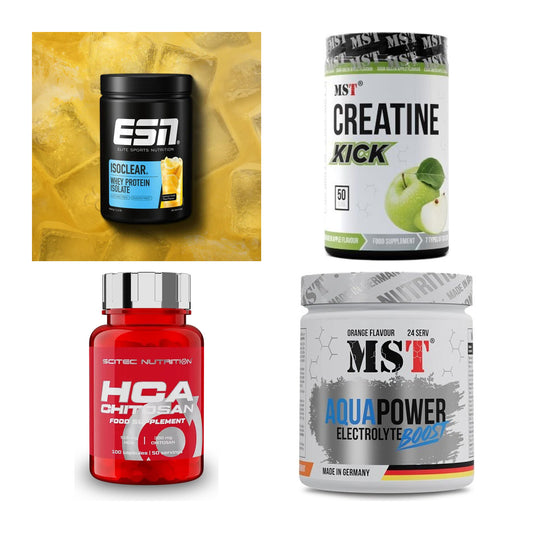 Wettkampfvorbereitung: ESN ISOCLEAR + MST Creatine + 2 weitere – alle enthaltenen Artikel