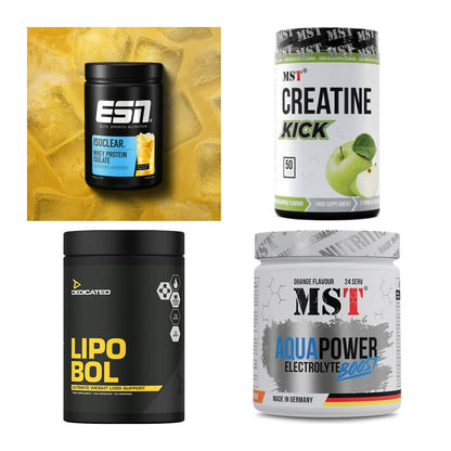 Wettkampfvorbereitung: ESN ISOCLEAR + MST Creatine + 2 weitere – alle enthaltenen Artikel