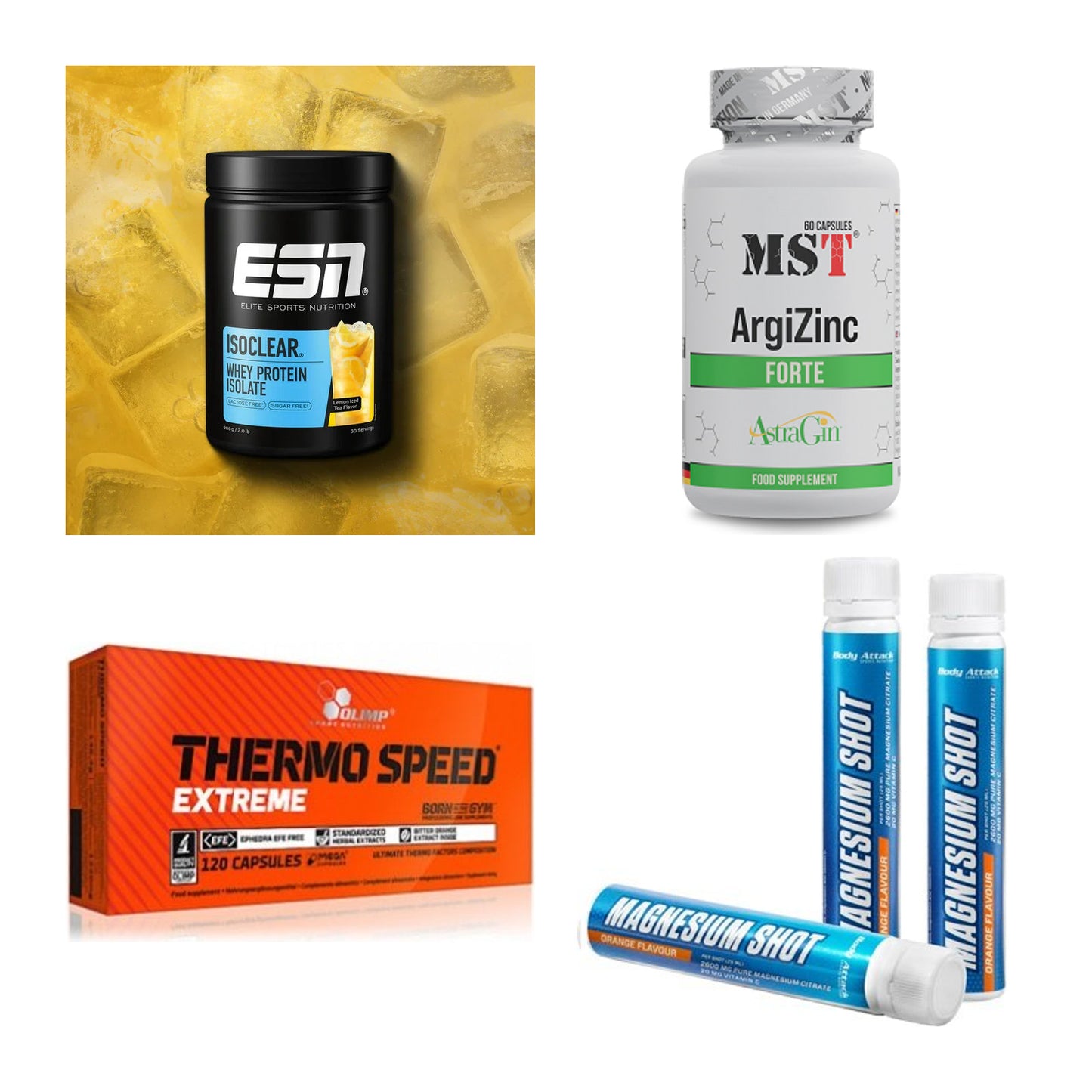 Wettkampfvorbereitung: ESN ISOCLEAR + MST ArgiZinc + 2 weitere – alle enthaltenen Artikel