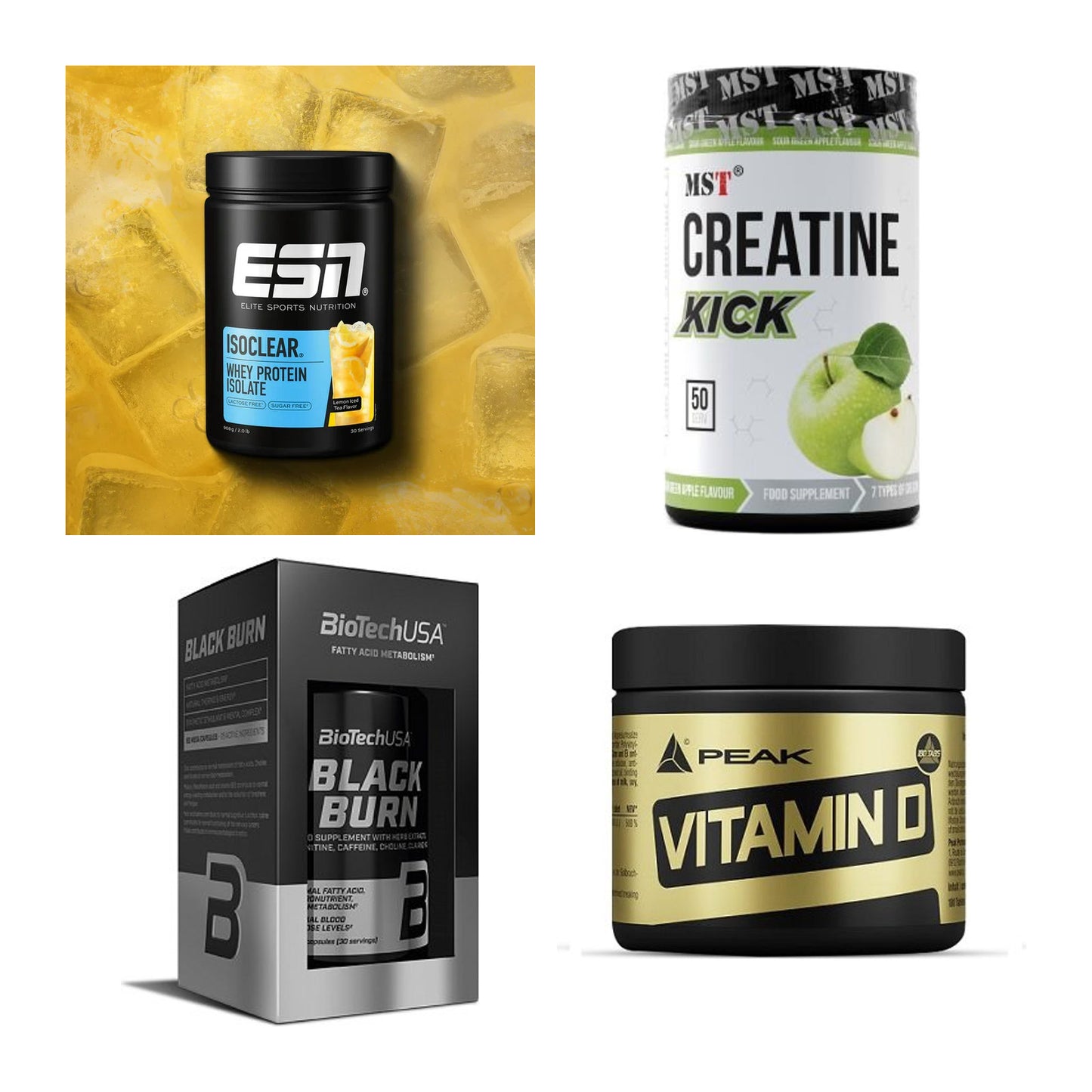 Wettkampfvorbereitung: ESN ISOCLEAR + MST Creatine + 2 weitere – alle enthaltenen Artikel