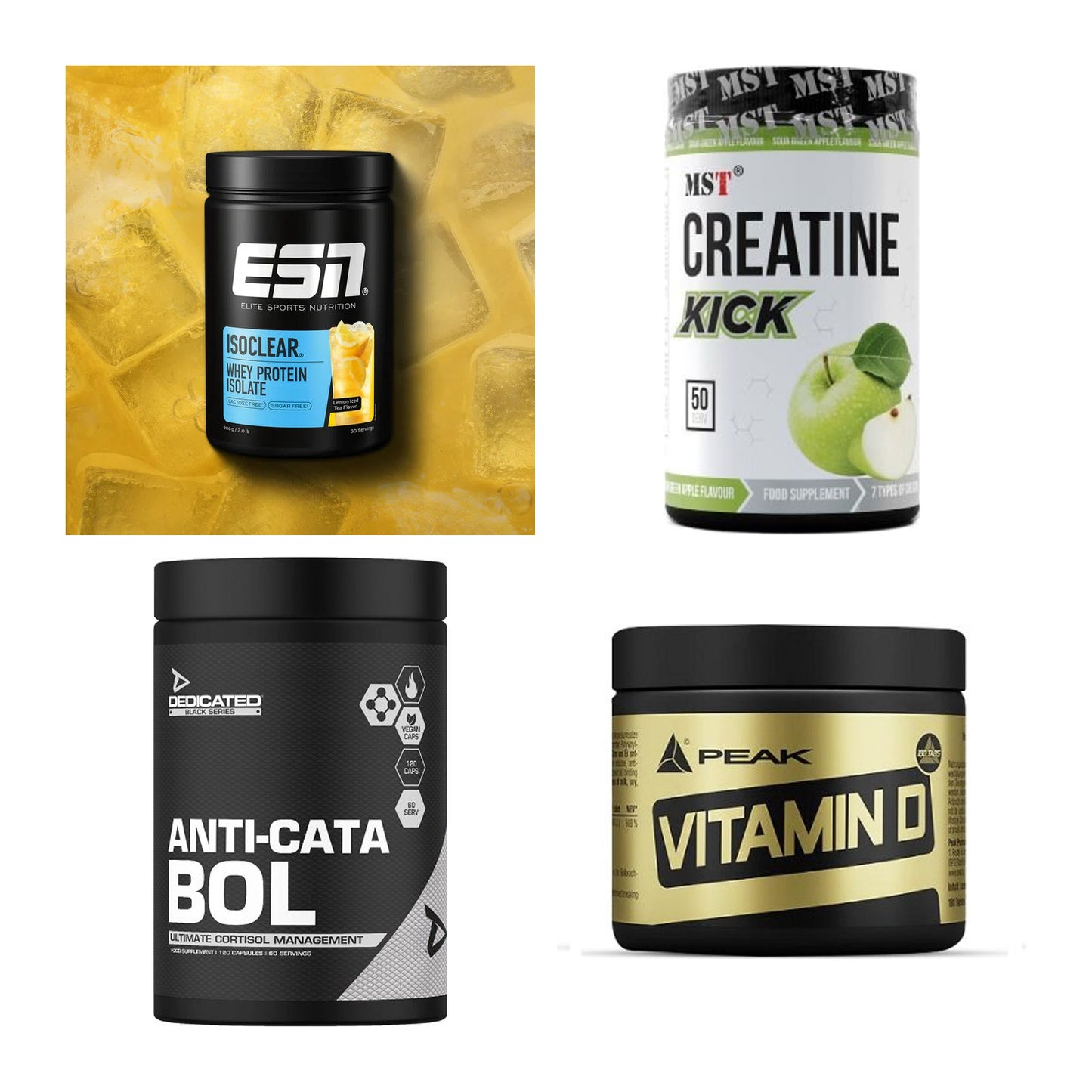 Wettkampfvorbereitung: ESN ISOCLEAR + MST Creatine + 2 weitere – alle enthaltenen Artikel