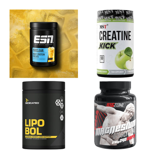 Wettkampfvorbereitung: ESN ISOCLEAR + MST Creatine + 2 weitere – alle enthaltenen Artikel