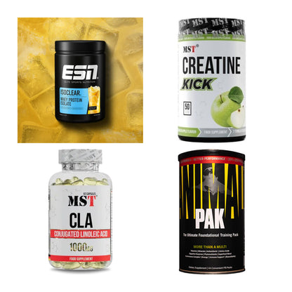 Wettkampfvorbereitung: ESN ISOCLEAR + MST Creatine + 2 weitere – alle enthaltenen Artikel