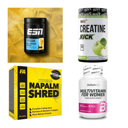 Wettkampfvorbereitung: ESN ISOCLEAR + MST Creatine + 2 weitere – alle enthaltenen Artikel