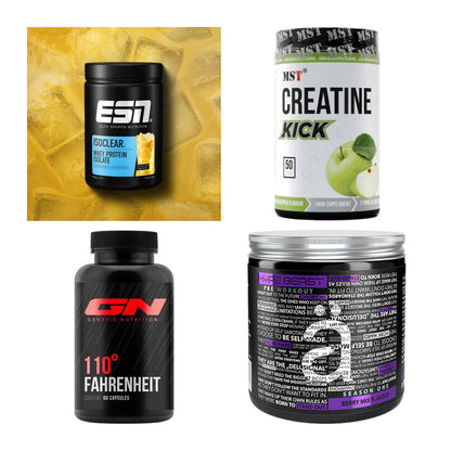 Wettkampfvorbereitung: ESN ISOCLEAR + MST Creatine + 2 weitere – alle enthaltenen Artikel