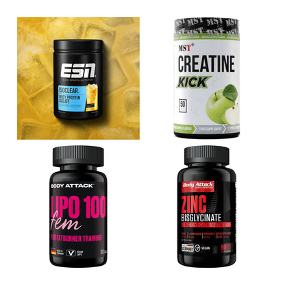 Wettkampfvorbereitung: ESN ISOCLEAR + MST Creatine + 2 weitere – alle enthaltenen Artikel