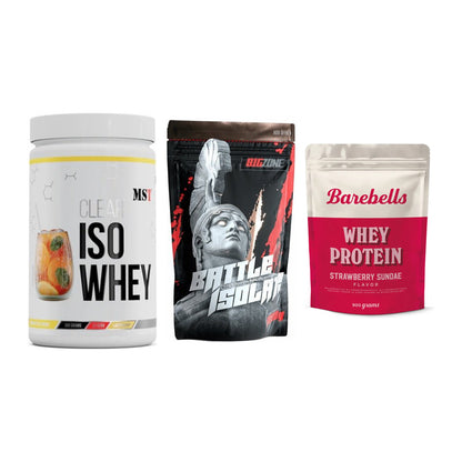 Whey-Probierset: MST Iso Clear + Big Zone Battle + Barebells Whey – alle enthaltenen Artikel